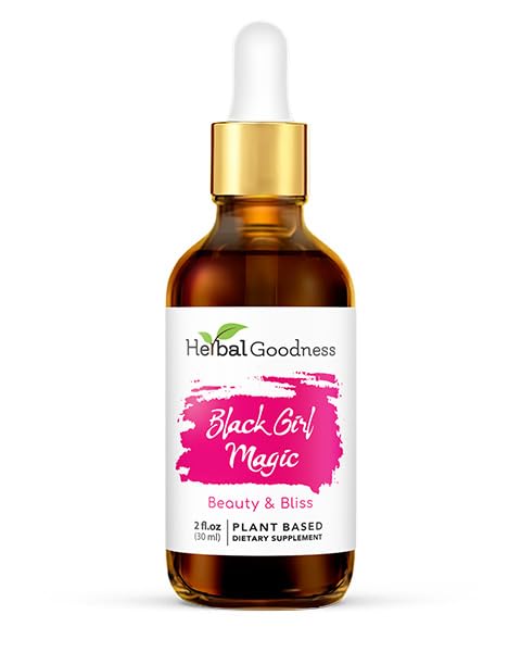 Zeliščna dobrota Črna deklica Magic - Koža dodatki za ženske, Radiant kože lepotna podpora, Essential Skin Food, Ashwagandha dopolnila - 1 steklenica (2 fl oz)