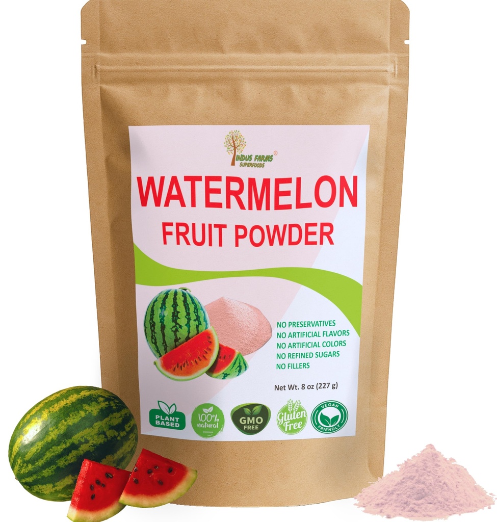 Induške kmetije Superživila Vse naravne lubenice sadni prah, Instant Elektroliti, Predworkout & Post-Workout dodatek, Pivovarna, Marinades, omake, Solate, Obrazne maske, GSO-free, 8 oz