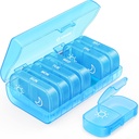AUVON XL Tedenska tabletka Organizator 2 krat na dan, Pill Box 7 dan z enostransko velike odprtine za enostavno uporabo, Modra AM PM tablete Primer za zdravila, Vitamini, Ribja olja, Dodatki