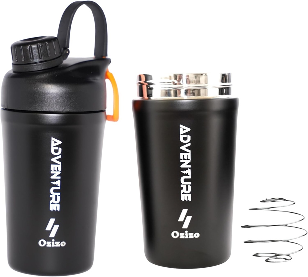 Ozizo Protein Mixing Cup za mešanice beljakovin – 20 Ounces Nerjaveče jeklo Stresalnik steklenica, Izolirano, Puščavo dokaz, Odor odporna, Majhen srčkan fitnes mešalnik za moške, ženske, fantje, dekleta, Vroče in hladne pijače