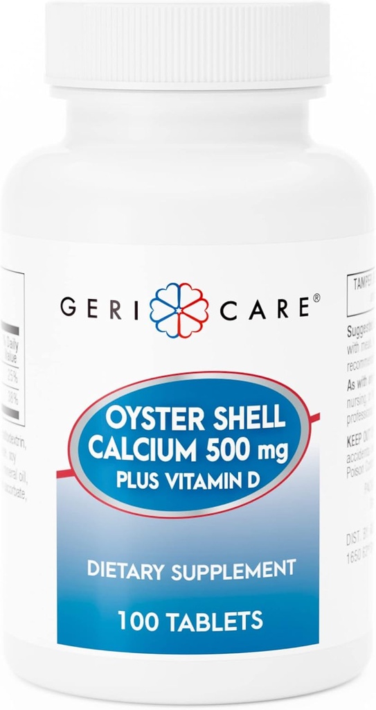 GeriCare Oyster Shell kalcij 500mg + vitamin D, zdravje kosti, prehranska dopolnila tablete, 100 število (Pack od 1)