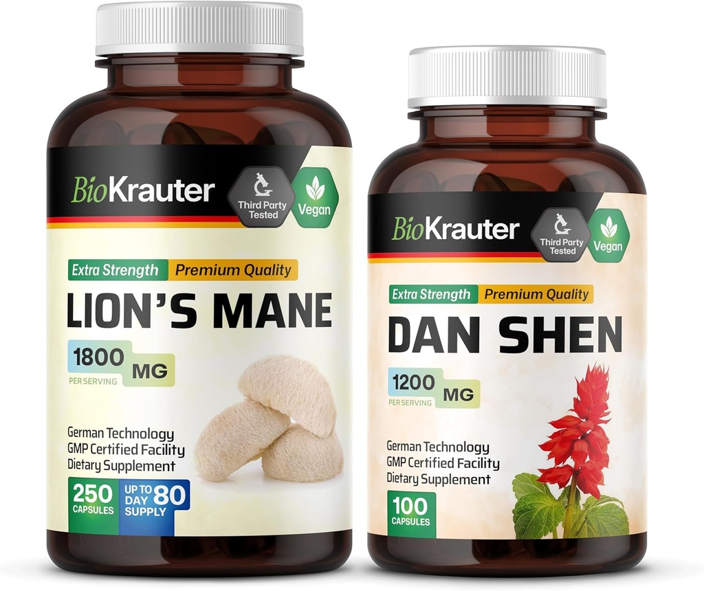 BIO KRAUTER Lion's Mane 250 kapsul & Dan Shen 100 kapsul