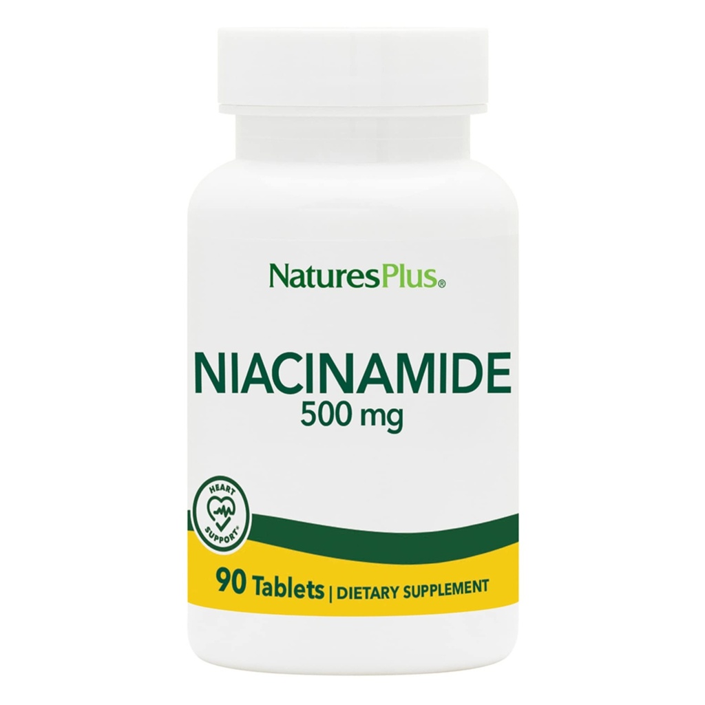 NaturePlus Niacinamid - 500 mg, 90 Tablete - Visoka jakost Vitamin B3 dodatek - Vegetarian, Gluten brez - 90 Serving