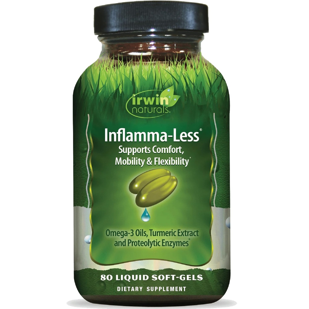 Irwin Naturals Inflamma-Manjši, spodbuja udobje, mobilnost in prilagodljivost, 80 tekoči mehki
