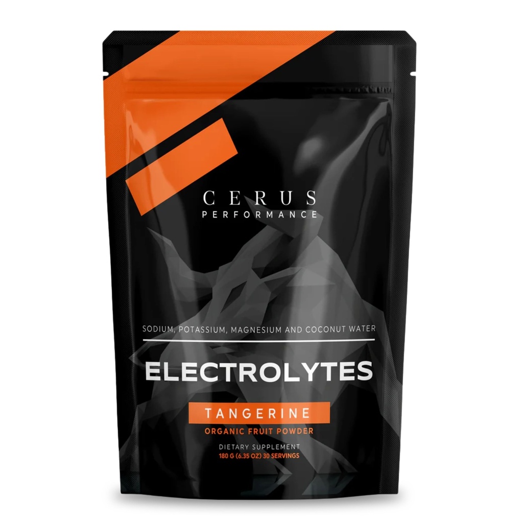 Cerus Performance Electrolyte Powder – Tangerine Flavor, 30 Serving, Nič sladkorja, Kokosova voda v prahu in realnem sadju, vzdržljivost in okrevanje