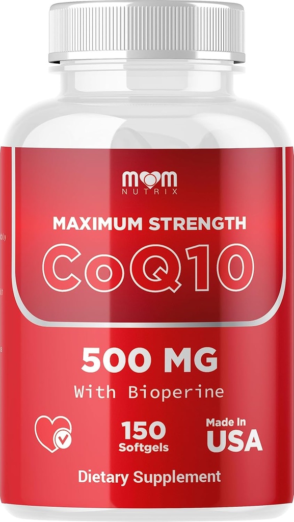 Dr. JOEL'S MOM Nutrix CoQ10 500mg – Podpora za proizvodnjo celične energije – najboljša absorpcija z Bioperinom – 150 Softgels – Made in USA
