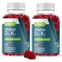 VITEEY Vitamin D3 K2 Gummies - 1000 i.e. vitamina D3 in K2 100mcg - Zdravje kosti in srca za odrasle in najstnike - vegetarijanec, želatina brez GSO - Okusni žvečljivi D3K2 vitamini jagode z okusom gummy