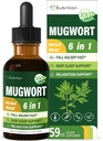 Mugwort Herb tekoče kapljice za podporo spancu, Mugwort Leaves(Artemisia vulgaris) Vse v 1 Formula za podporo sprostitve, Zeliščni dodatek z Valerian Kamilica Tulsi Lavender Extract.2oz