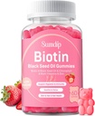 Olje črnega semena Gumies z biotin, Imunska podpora Zdravi lasje&Skin&Nails za ženske in moške, Klorofil, cink, vitamin A, B6, B12, C, D, E, Vegan dodatek - 60 Gumies