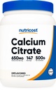 Nutricost kalcijev citrat v prahu (500 gramov) (nearomatiziran) - čisti kalcijev citrat, brez polnil, brez glutena (1,1lb)