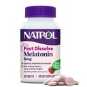 Natrol hitro raztopite melatonin 5 mg, melatonin dopolnila za miroljuben spanec, podpora za spanje za odrasle, 30 Jagodne tablete, do 30 dni dobave