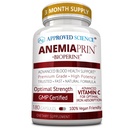 Odobreno znanstveno Anemijaprin - Absorbirano železo, vitamin C - Nežen na želodcu - 180 Kapsule - 3-mesečna zaloga - Ne-GMO, Vegan