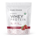 Dr. Mercola Pure Power Organic Whey Protein - 20 g Beljakovine - Podpira rast mišic in energije - Grass-Fed Whey koncentrat - 15 Servings (20.60 oz) - Jagoda