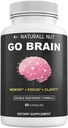 Go Brain Double Nootropic Formula, Možganski dodatki za spomin in fokus vitamini, Ginkgo Biloba, Dmae dodatek, Bacopa Monnieri dodatek, Spominski vitamini Možgani za ženske in moške