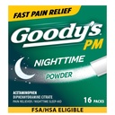 Goody's Night Time Powder, Pain Reliever & Sleep Aid z acetaminofen & Difenhidramin Citrat, kofein brezplačno, 16 Število