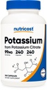 Nutricost Kalijev citrat 99 mg, 240 Kapsule - brez glutena, brez glutena, brez glutena