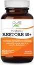 PURE ESSENCE LABS PureBiotics Restore 40+ Probiotic Supplement - Podpira Imunsko in prebavno zdravje - Dairy & Gluten Free - 15 Sevi (35 milijard CTU) Odrasli Naravni probiotiki (60 kapsul)