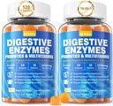 Prebavne encime s probiotičnimi gumiji, multivitamini, kalcij, magnezij - Vseh 24 Bistvenih žvečljivih Multi Encimi - Papaja, Lipaza, Amylase, Bromelain - Breaking navzdol ogljikovih hidratov, Beljakovine, maščobe, 2Packs