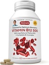 ANDREW LESSMAN Vitamin B12 500 720 Kapsule - Absorpcijsko zaščiten metilkobalamin (naravni koencim vitamin B12), bistvenega pomena za podporo energiji in stresu, Plus B-kompleks, Kapsule z enostavnim požiranjem