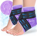 Atsuwell Ankle Ledeni ovoj 2 paketi, Ankle Ledeni ovoji Fleksibilni Gel Hladni paket za noge, Hladna kompresivna terapija za ugodje, Purple