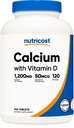 Nutricost kalcij z vitaminom D, 240 tablet - kalcij (1200mg) vitamin D (50mcg) na obrok - ne-GMO, gluten brez