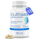 FolateMaxx L-metilfolat 7. 5 mg, 90 kapsul – zdravnik Formulirani metil Folat dodatek za ženske in moške – Visoka moč 5- MTOF za energijo, Mood & Focus – Ne- GMO, Gluten-free (3- mesec dobave)