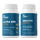 Dr. Tobias Alpha GPC & Prebavne encime - Podpora Kognitivne funkcije & Vsakdanje Gut zdravje z biorazpoložljivo holine dodatek & Premium encimi za prebavne, Non-GMO
