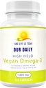 Naš Daily Vites Vegan Omega-3 Supplement - Marine Algal Vir za DHA & EPA Maščobne kisline - Na rastlinah osnovano ribje olje Alternative - Carrageenan Free Softgels za zdravje oči in optimalna Wellness