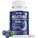 Melatonin 50 mg za odrasle - dodatna moč 9-v-1 Hitro raztapljanje Podjezično - w/vitamin D3 & MSM, Sprostitev zeliščna mešanica-Ashwagandha, limonin balzam, Pasijonka, Kamilica, Sugar Free, Vegan 60 Servinges