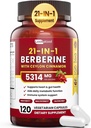 21-v-1 Berberine dodatek s Ceylon cinamon - 1500mg Organski Berberin HCL Fitosome, 5X večja absorpcija za presnovo Podpora 100 kapsul
