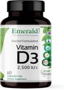 EMERALD LABS Vitamin D3 2.500 i.e. - podpira zdravje kosti, zob, mišic, srca in imunskega sistema - Premium prehranska dopolnila - 60 rastlinskih kapsul (60-dnevna zaloga)