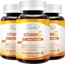 Lovita Vitamin C 1000mg z bioflavonoidi in Rose HIPS, pregrinjalo s časovnim sproščanjem, visoka jakost, podpora za povečanje zdrave imunske funkcije, 120 vegetarijanske tablete za 4 mesece dobave (pak 3)
