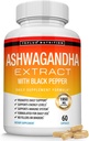 Organic Ashwagandha Root Powder tablete 1950 Mg s črno papriko ekstrakt - Pure Natural Ashwagandha dodatek, Podpora energije, za moške ženske, 60 kapsule