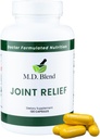 M.D. Skupni Relief - Strokovni oblikovani dodatek - Kolena, HIPS, Angles Gibanje in mobilnost - Dnevni Wellness Mešanica - Kolagen, hidroliziran, glukozamin, BioPerine, Kurkula - 240 Kapsule (paket po 2)