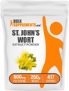 BulkSupplements.com St. John's Wort Extract - St. Johns Wort dodatek, Zeliščni dodatek za Mood - Vegan & Gluten Free, 600mg na Serving, 250g (8,8 oz) (Pack of 1)