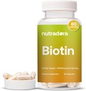 Biotin 10000mcg Kapsule s kalcij za lase kože in nohtov - Seveda Proizveden Biotin dodatek za rast in debelino las 10.000mcg Veganske kapsule – oblikovan v ZDA 60 Število
