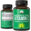 Vrhunska zmogljivost Surova cela hrana Naravni vitamin C Kapsule iz Acerola Cherry za Max Absorpcija. Vegan ZDA Vir vitamin C dodatek 90 tablete. 500 mg Serving ali 2 Servings 1000mg