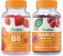 Življenjski vitamin B6 + Česen 1000mg, Gummies Bundle - odličen okus, Vitamin dopolnilo, Gluten brezplačno, GSO brezplačno, Žvečljiv