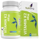 NutriZing K2 Vitamin dodatek MK-7 - Visoka trdnost 600mcg - Podpira zdravje kosti in arterije - 90 Veganske kapsule - Vitamin K2 za moške in ženske - oskrba 3 mesecev