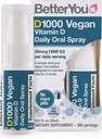 BetterYou D1000 Vegan Vitamin D peroralni pršilo - udobna alternativa za tablete - rastlinsko-origin - spodbuja močne kosti, zobe in imunski sistem - pomoč pri absorpciji kalcija - 100 dnevnih odmerkov - 0,5 oz
