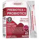ZEBORA Probiotiki za ženske 100-milijardni CFU s prebiotiki, D-mannoze in brusnice za prebavne, imunske, femininske UT zdravstvene podpore, Ultimate Probiotic žensko nego, Soy & Gluten Free, 45 Packets