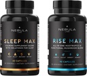 Bestseller Sleep MAX & Rise MAX Professional Bundle All-in-One Premium Nootropics & Funkcionalna mešanica gob & Umirjanje Mešanica za spanje