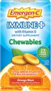 Emergen-C Imune+ Žvečljive pijače 1000mg Vitamin C Tableta z vitaminom D, Imunska podpora Prehranska dopolnila za imuniteto, Oranžna Blast Flavor - 14 Število