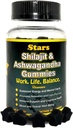 Shilajit Ashwagandha Gummies - Imunska podpora dodatek s Pure Shilajit Resin - Organic Ashwagandha Gummy za stres, Energija & Wellness, 60 Naravni zvezda-Shaped Gummies