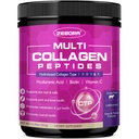 ZEBORA več kolagenskih peptidov v prahu - hidroliziran kolagen tipa I II III V X s hialuronsko kislino, Biotin, Vitamin C - podpora kožnih nohtov sklepov, ne-GMO, nearomatizirana, Keto prijazno