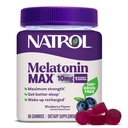 Natrol Melatonin 10mg Dodatek za pomoč v spanju, 80 grof MelatoninMax Gummies, borovničeva aroma, 10 mg Melatonin Gumies za občasno nespečnost, 80 dnevna dobava