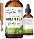 Divji in ekološki izvleček zelenega čaja Tekoči kapljice - Antioksidant dodatek - Naravni zeleni čaj Dodatki w/Camelia Sinensis - Vegan, sladkor in alkohol brez Tinkture - 2 fl oz