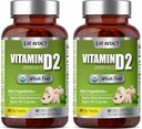 Ekološki veganski vitamin D2 (2 pakiranji), 2000 i.e. (50 μg), dve sestavini (Organska cela goba organska veganska kapsula), ne-GMO, 120 dni dobave