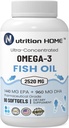 Trojna moč Omega 3 ribje olje 3000 mg EPA & DHA, 2520mg Omega 3 Maščobne kisline 1440mg EPA + 960mg DHA Najboljše esencialne maščobne kisline Premium Burpless Softgel dopolnila (90)