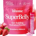Blume New SuperBelly Gut Zdravje in on-the-Go Hydration Packets, Sugar-free, s prebiotiki, probiotiki, Apple Cider Vinegar, Vitamin C, in elektroliti, Jagodna Hibiscus, 15 Sticks